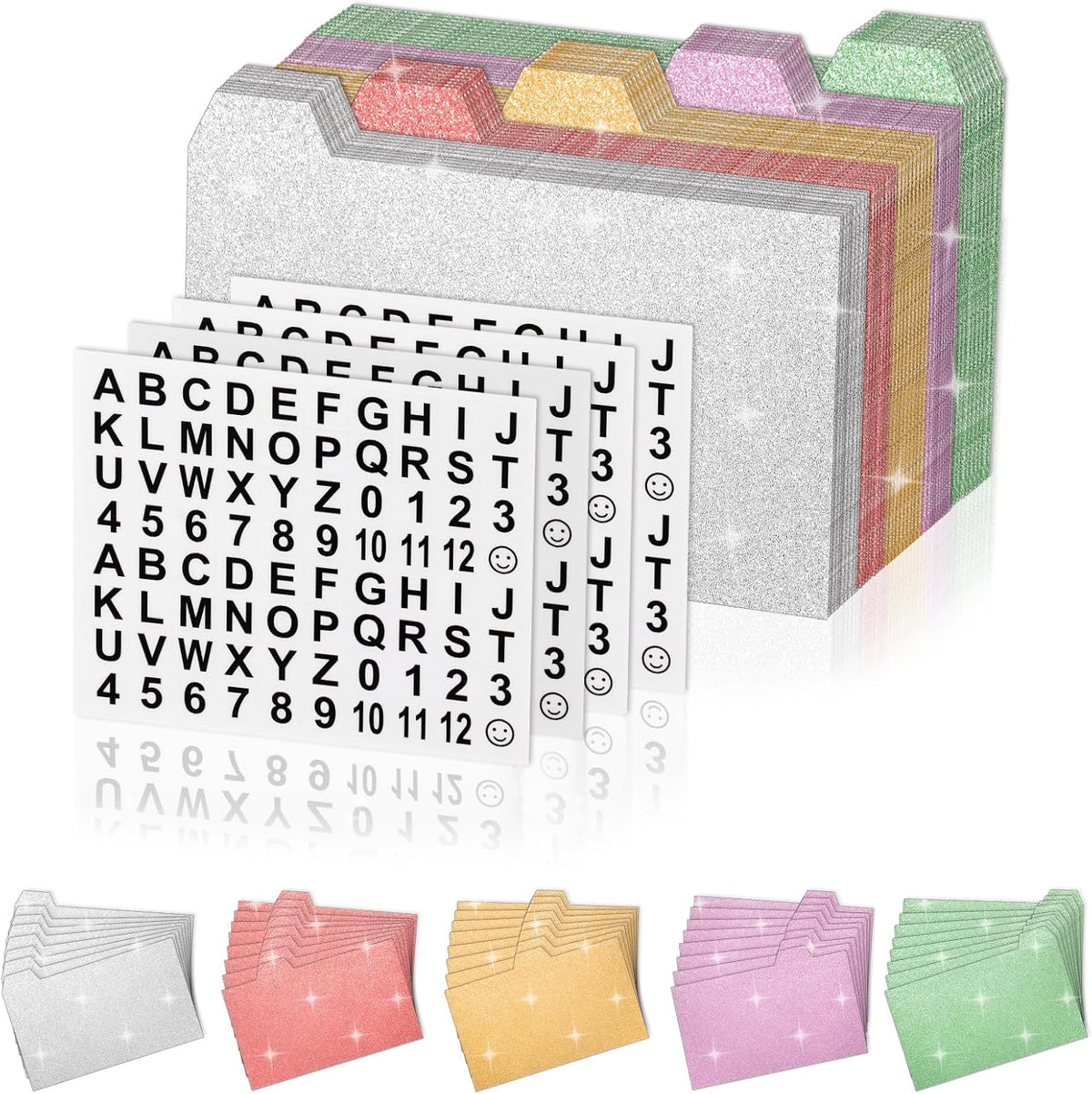 Index Card Dividers 3×5 Index Cards Guide Dividers with Alphabet Stickers Tab Dividers Recipe Guides Colorful Blank Flash Cards Study Cards for Recipe cards School Learning Office (100)