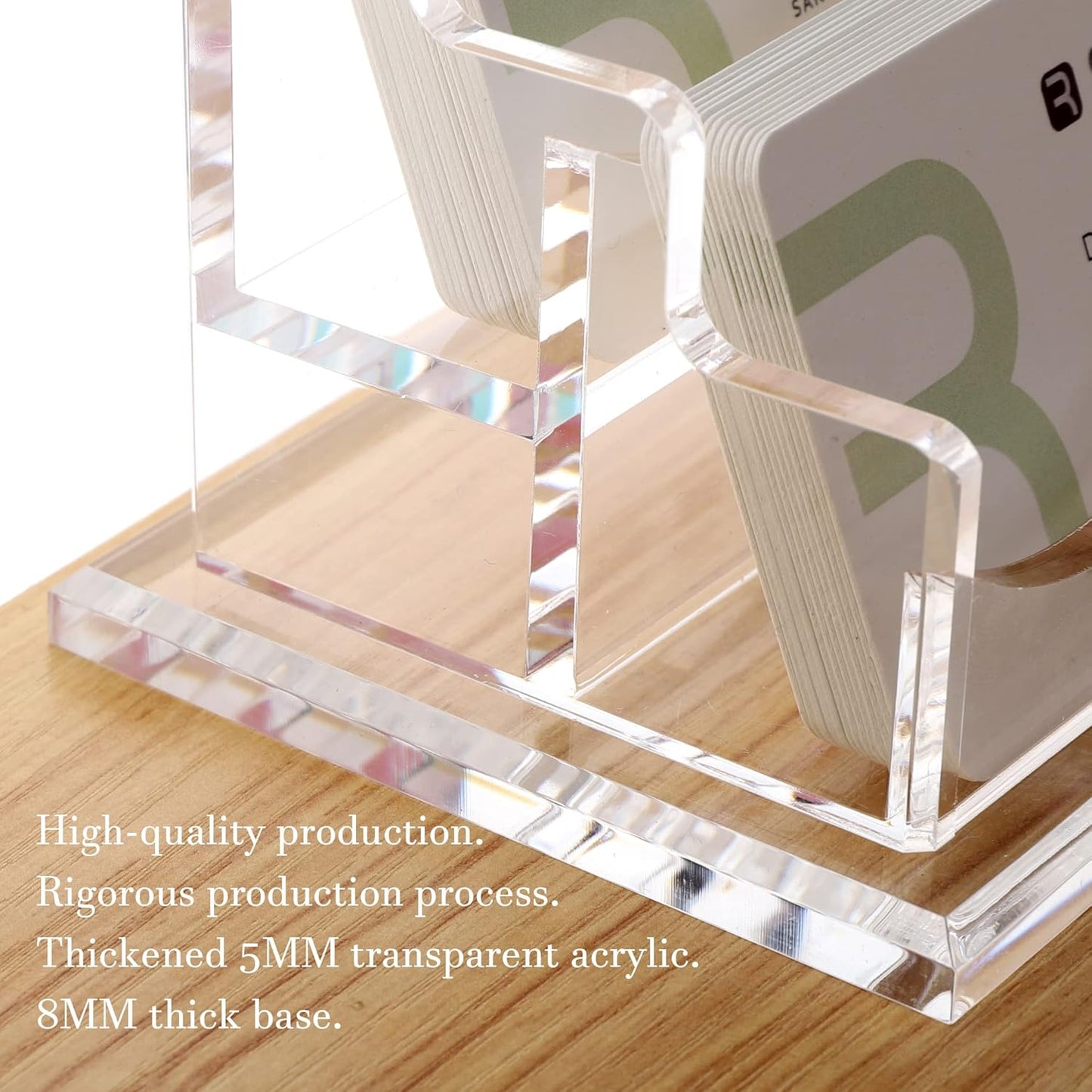 YUXUN Clear Acrylic 2-Tier Business Card Holder – 2-Slot Desk Organizer for Office, Reception, Trade Shows (Ideal for Men & Women)