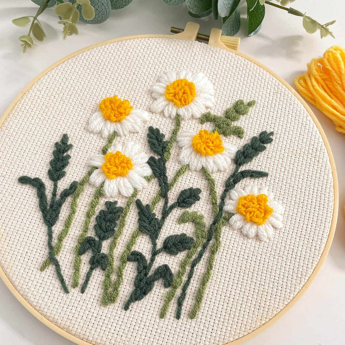Myfelicity Punch Needle Kit, Punch Needle Kits Adults Beginner, Craft Decoration and Hobbies (Daisy)