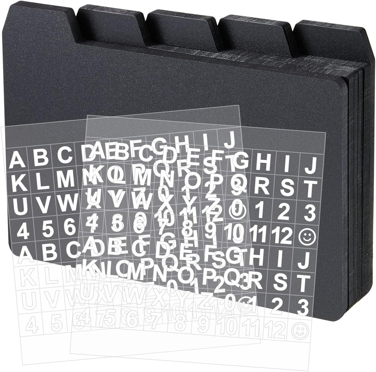 Lewtemi 50 Pcs Index Card Dividers 3 x 5 Inch Index Card Dividers with Tabs Guides with 2 Pcs Alphabet Number Stickers for Office Recipe Business (Black)