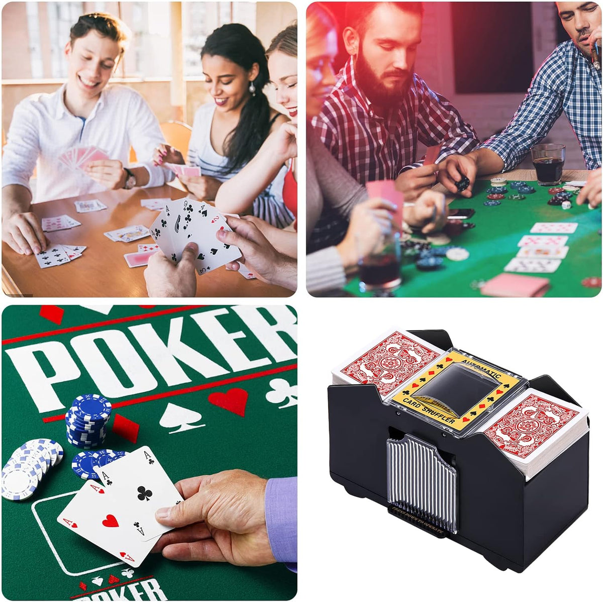 Unniweei Automatic Card Shuffler, Battery-Operated Electric Shuffler, Casino Card Game for Poker, Home Card Game, UNO, Phase10, Texas Hold'em, Blackjack, Home Party Club Game