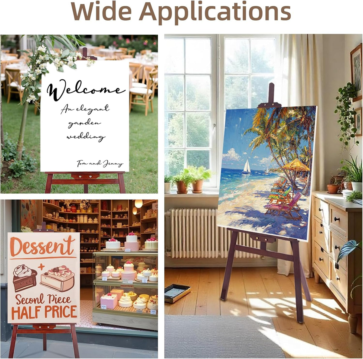 Falling in Art Easel Stand for Painting, Adjustable Wooden Easels for Painting Canvas Up to 42", Folding Art Easel for Drawing, Wedding Sign and Poster, Suitable for Kids and Adults(Brown)