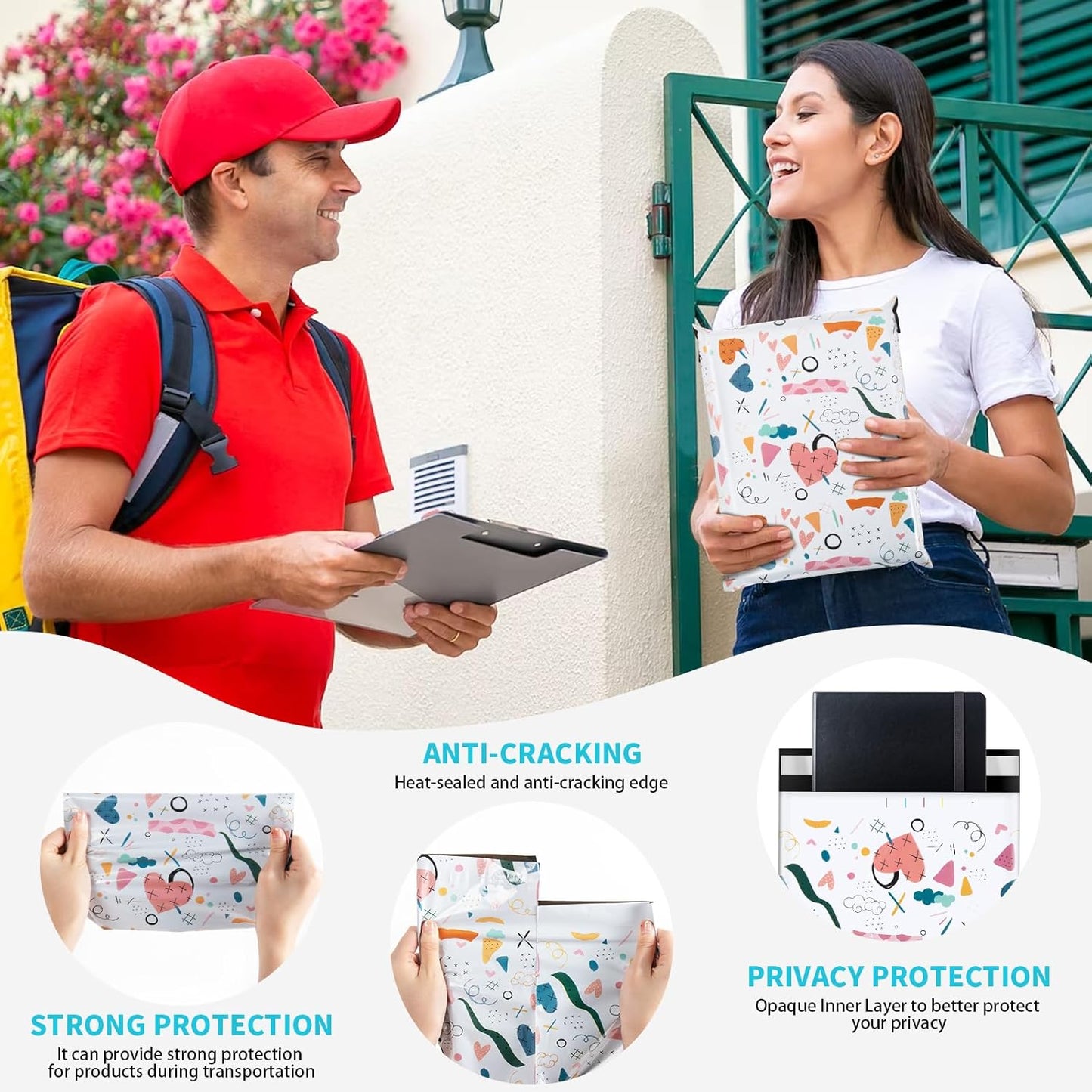 Oududianzi Poly Mailers 6X9, 50Pack Shipping Bags, Shipping Envelopes, Plastic Packaging Bags, Self-Seal Polymailers, Mailing Poly Bags for Business, Clothing - Graffiti