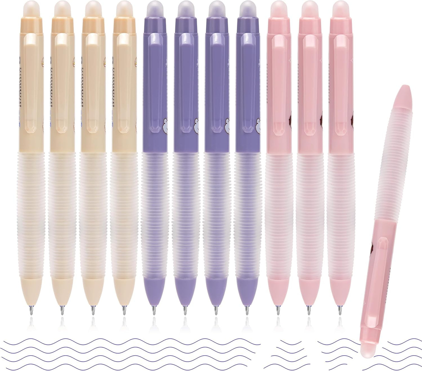 12-Pack Erasable Gel Pens, 0.5mm Fine Tip, Quick Dry Blue Ink, Ergonomic Soft Grip, Smooth Writing, No Smudge, Click Design - Perfect for Journaling, Note-taking, Work, School, Study, and Gift Giving
