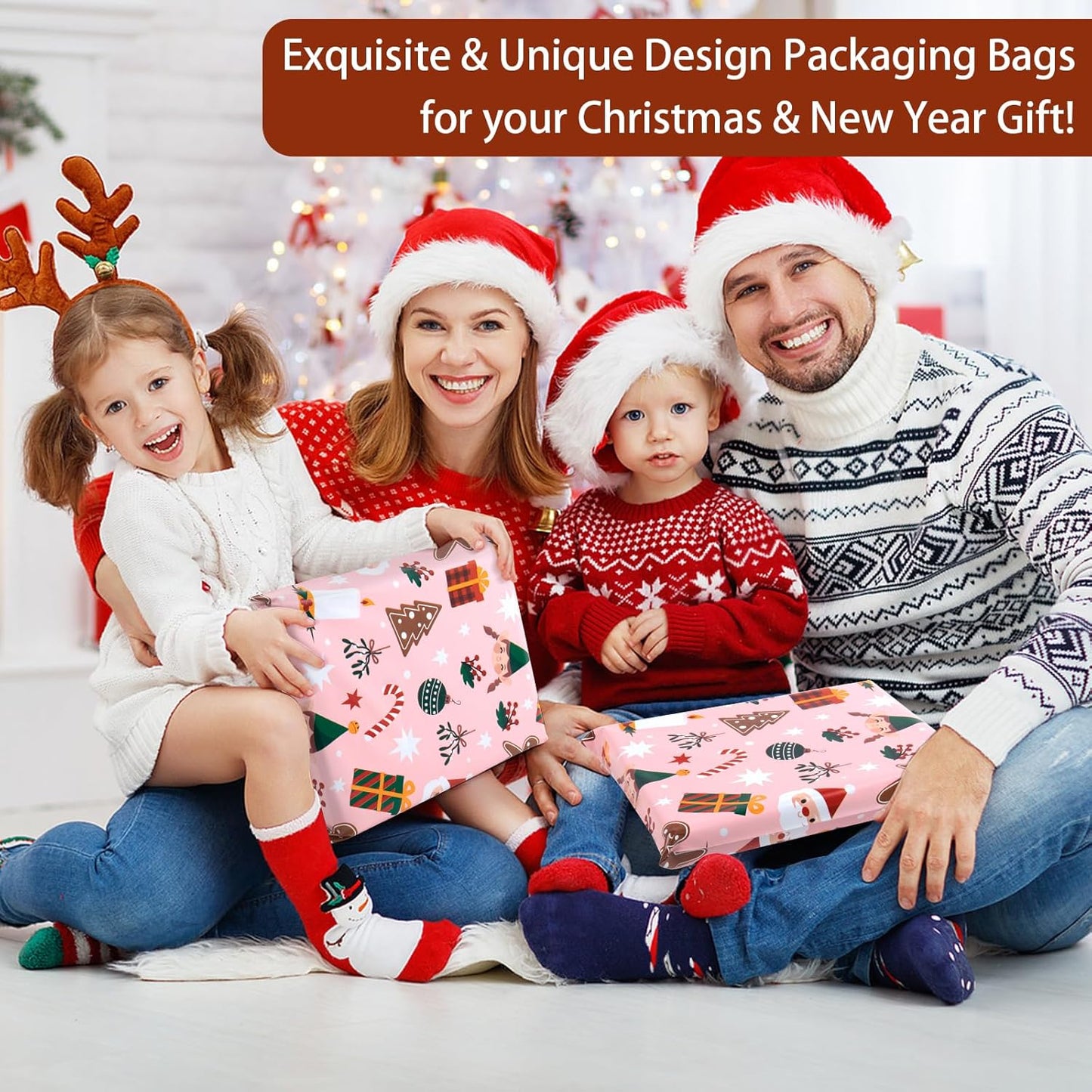 Oududianzi Christmas Mailers 6x9, 100 Pack - Holiday Poly Mailers, Shipping Bags