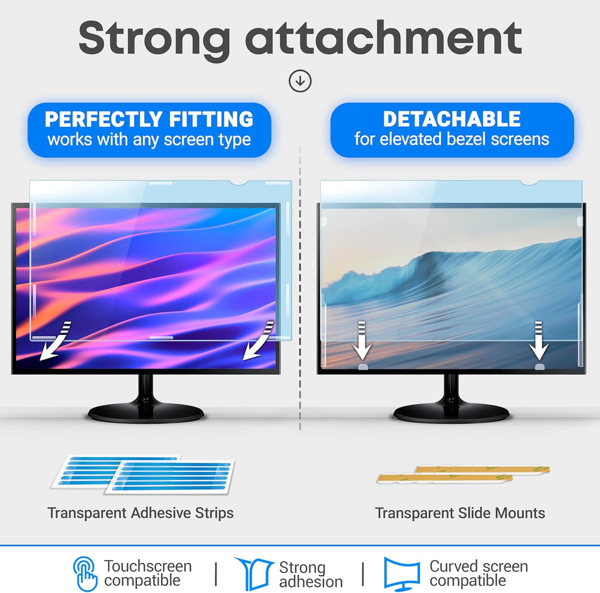 23 inch Blue Light Blocking Screen Protector Panel for 16:9 Widescreen Computer Monitor and Laptop - PC Anti-UV Eye Protection Filter Film - Anti-Scratch Diagonal Frame Shield [2 Pack]