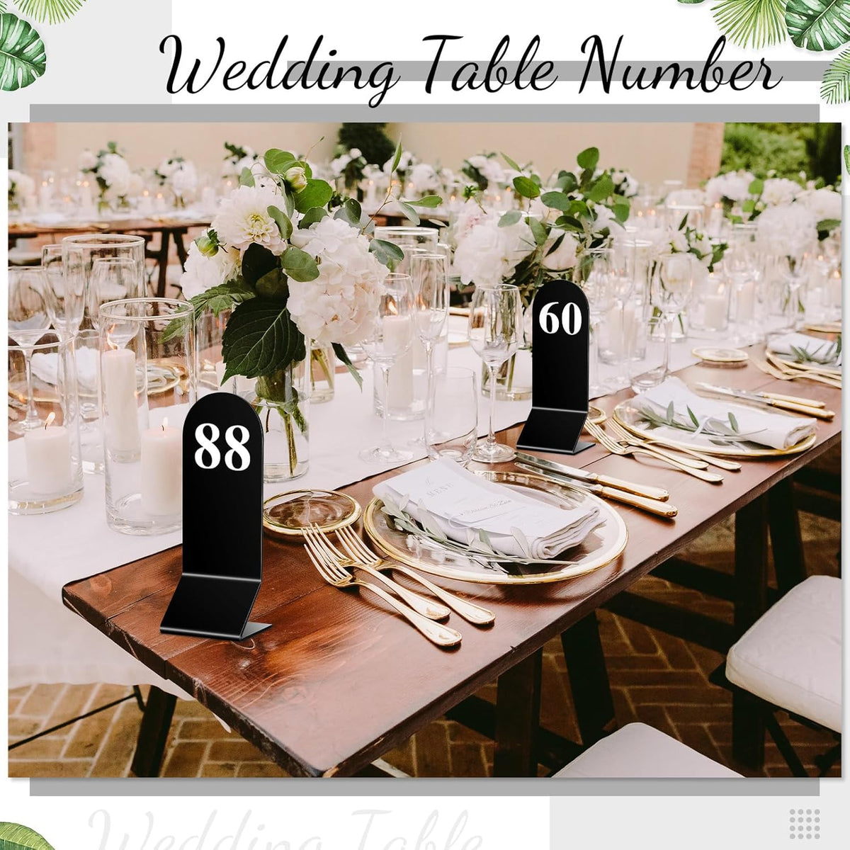 Geetery 100 Pcs Acrylic Table Numbers 1-100 Double Sided Table Number Cards Wedding Table Number Stands Restaurant Table Tent Table Number Signs for Party Banquets Supplies, 2.36 x 6.3 Inch(Black)