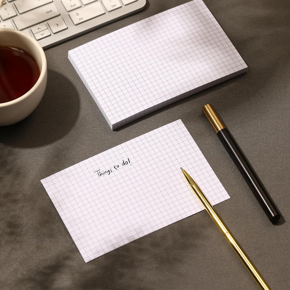 Extra Heavyweight Grid Index Cards 4x6 Inch 92lb Weight Double Sided Graph Ruled Notecards Thick Flash Cards for Note-Taking, Studying, and Organization, Ideal for School, Home and Office - 300 Count