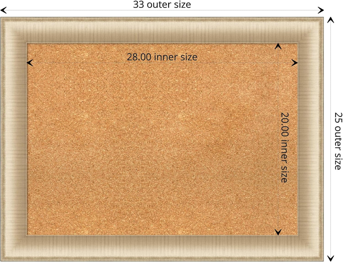 Amanti Art Natural Cork Board for Wall, 25x33 Vision Board with Gold Frame, Medium Corkboard Office Decor for Home Organization, Casual Corkboard Pinboard to display items for home organization