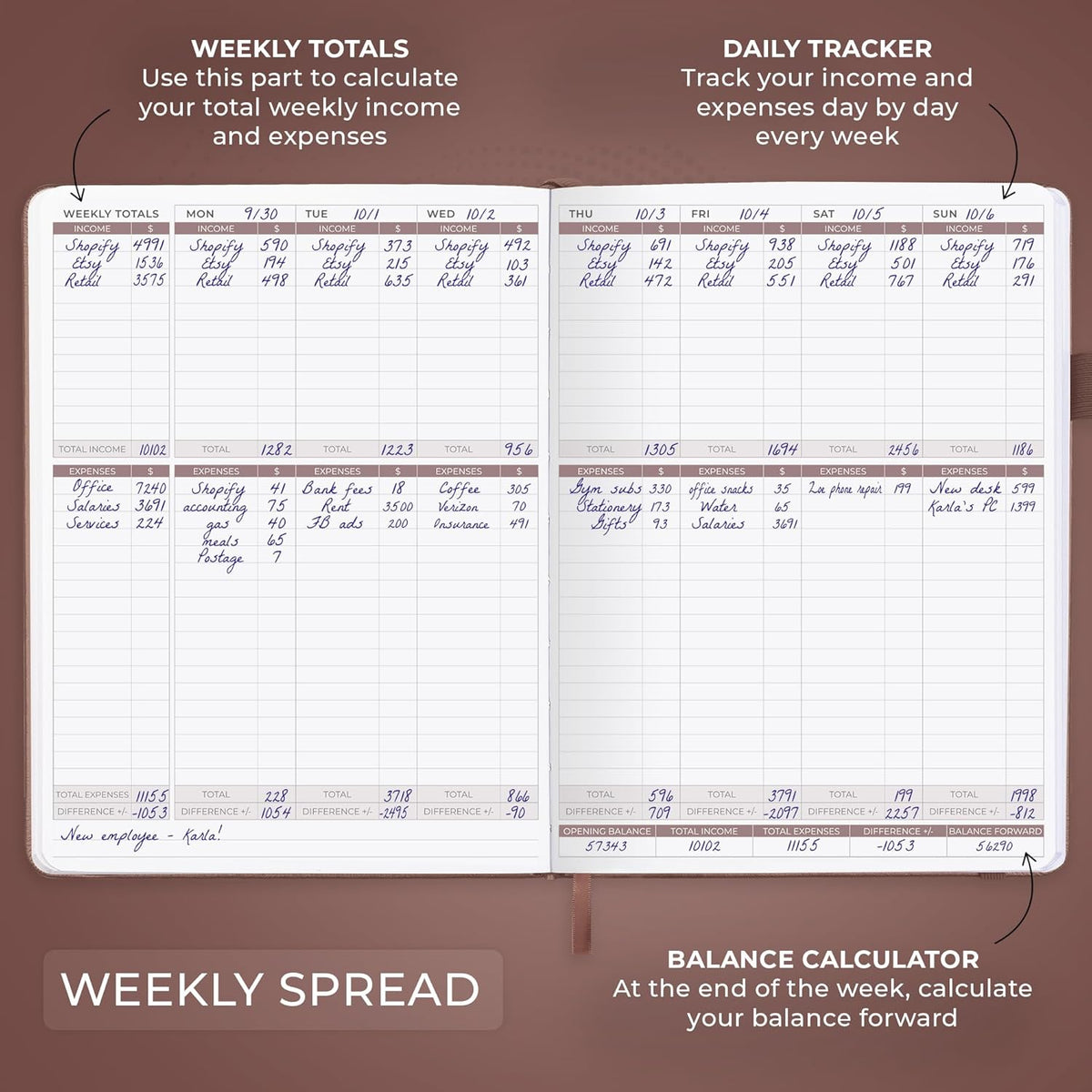 Clever Fox Income & Expense Tracker Large – Accounting & Bookkeeping Ledger Book for Small Business – 2-Year Record Notebook, A4 (Dark Terracotta)