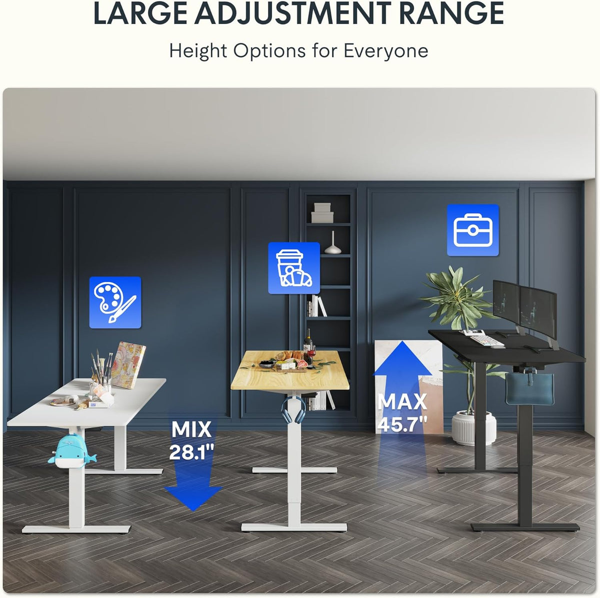 FLEXISPOT One-Piece Electric Standing Desk, 40 x 24 Inches Adjustable Desk with Seamless Desktop, Memory Controller Height Adjustment (Black Frame + Black Desktop, 2 Packages)