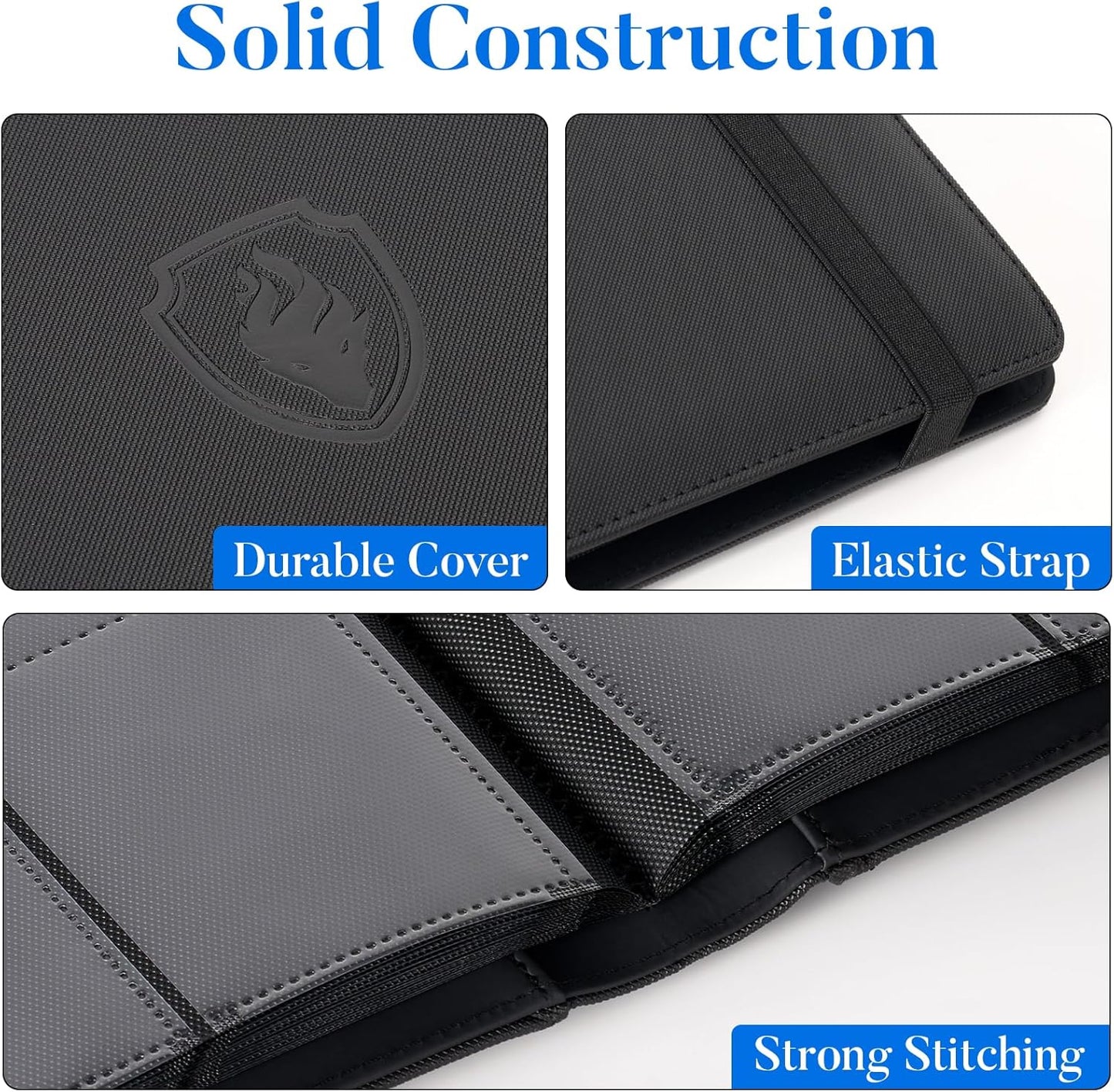 Premium 9 Pocket Card Binder for 540 Cards, Fabmaker PU Cover Trading Card Binder, Sturdy Card Collection Album, Sleek Card Holder Folders for YuGiOh, MTG, TCG, Game Cards & Sports Cards, Brown