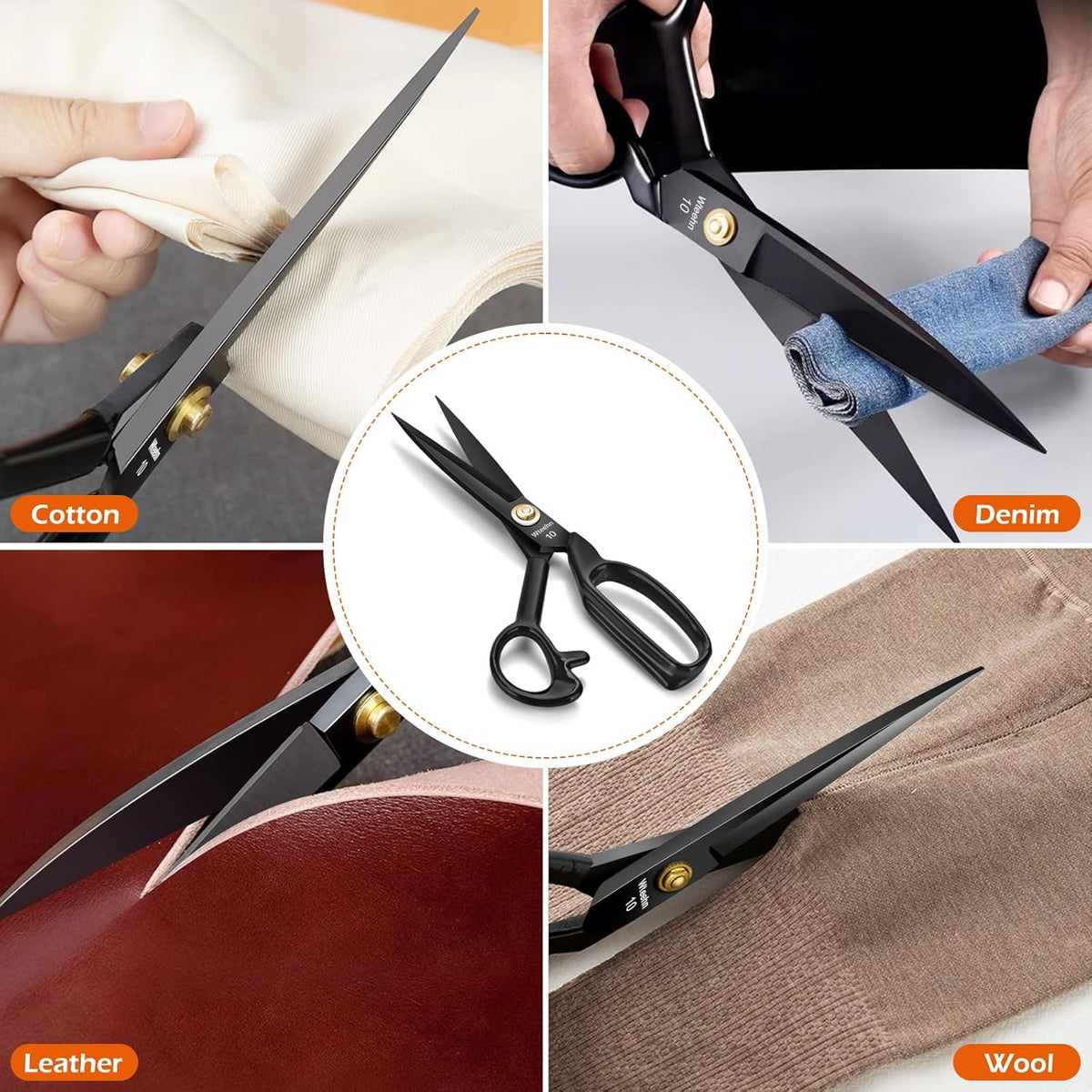 Fabric Scissors Professional, 10" Heavy Duty Sewing Scissor for Fabric Cutting, Tailor Sharp Sewing Shears for Cutting Leather craft Home Office Students Artists Dressmakers