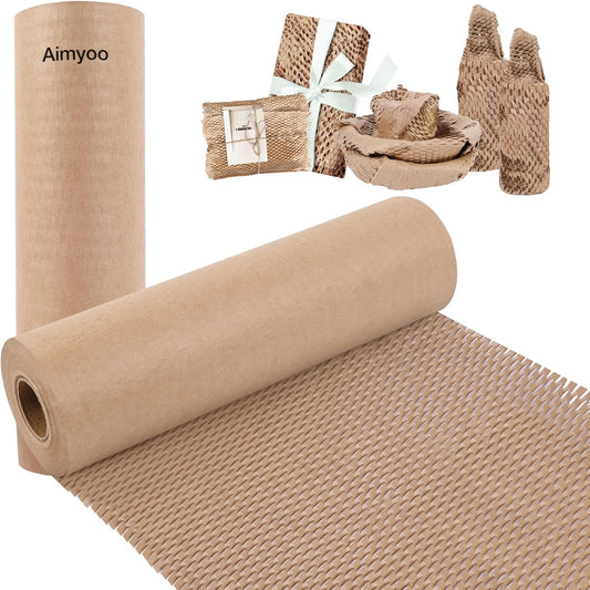 Aimyoo Honeycomb Packing Paper, 15" x 131' Recycled Bubble Wrap for Packing, Eco Friendly Bubble Packing Paper Wrapping Roll for Moving Shipping Packaging