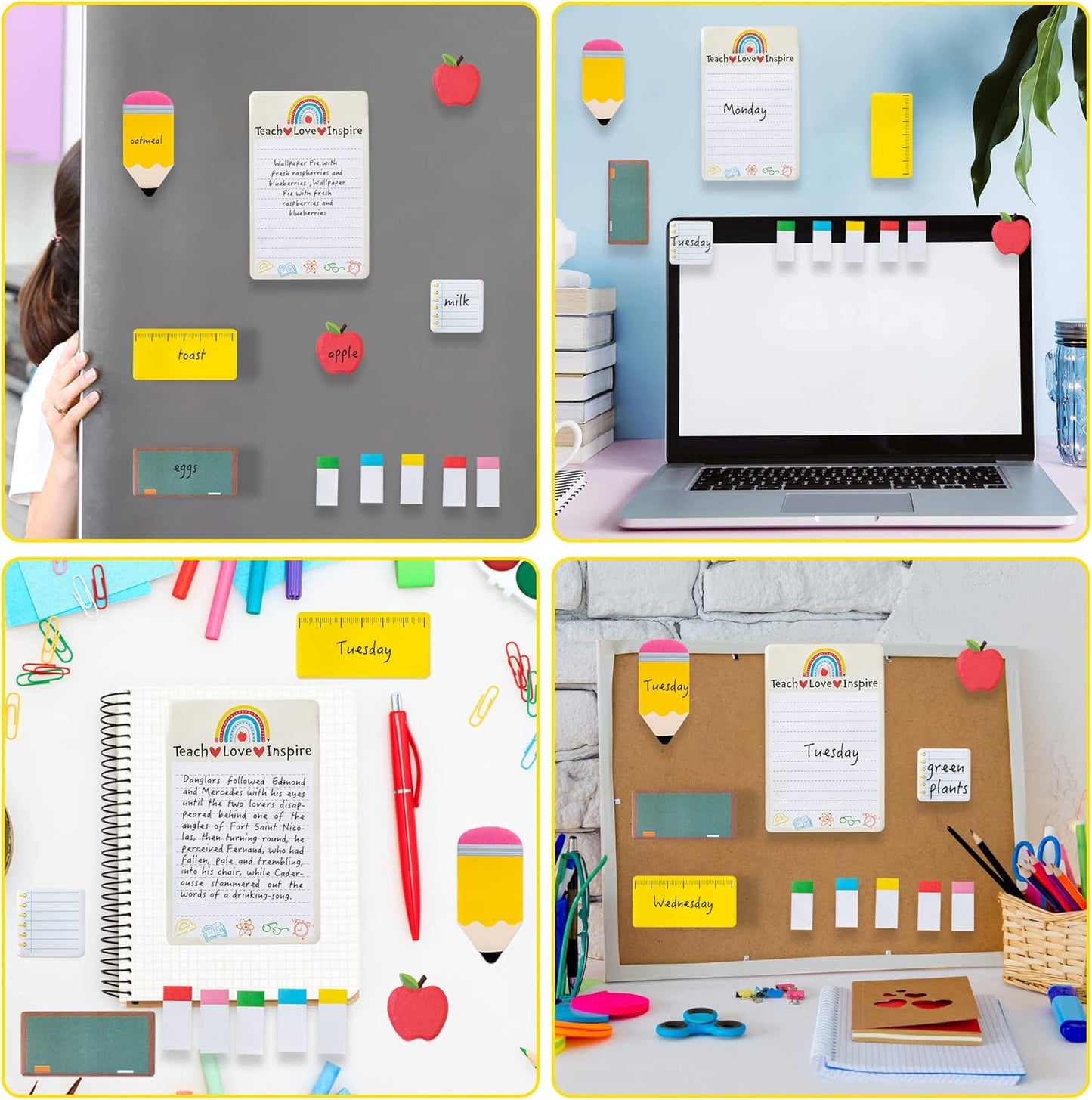 Xqumoi Teaching is A Work of Heart Sticky Notes Set Blackboard Self-Stick Note Pads Teacher Appreciation Gift Writing Memo Pads School Office Supplies