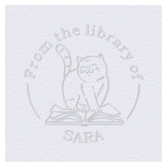 Cute Cat Book Embosser Custom Embosser Stamp with Your Name or Design Personalized Library Embosser Stamp Customized Books Business Cards Paper Documents Notebooks etc. (Cute Cat - 05)