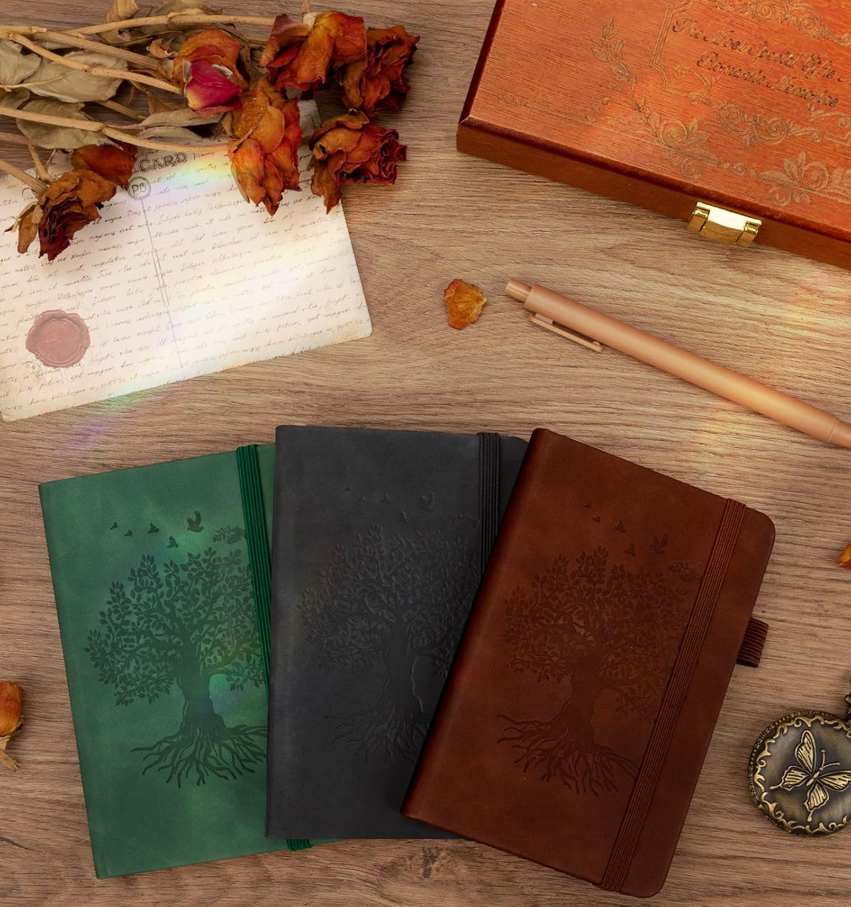 3 Pack Pocket Journaling Notebooks, A6 Small Notebook For Note Taking Journaling Notebooks Journals For Writing Mini Note Pads With Pen Holder 120 Pages 100 GSM Thick Paper