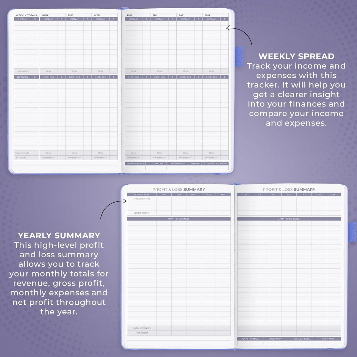 Clever Fox Income & Expense Tracker – Accounting & Bookkeeping Ledger Book for Small Business – 1-Year Record Notebook, A5 (Lavender)