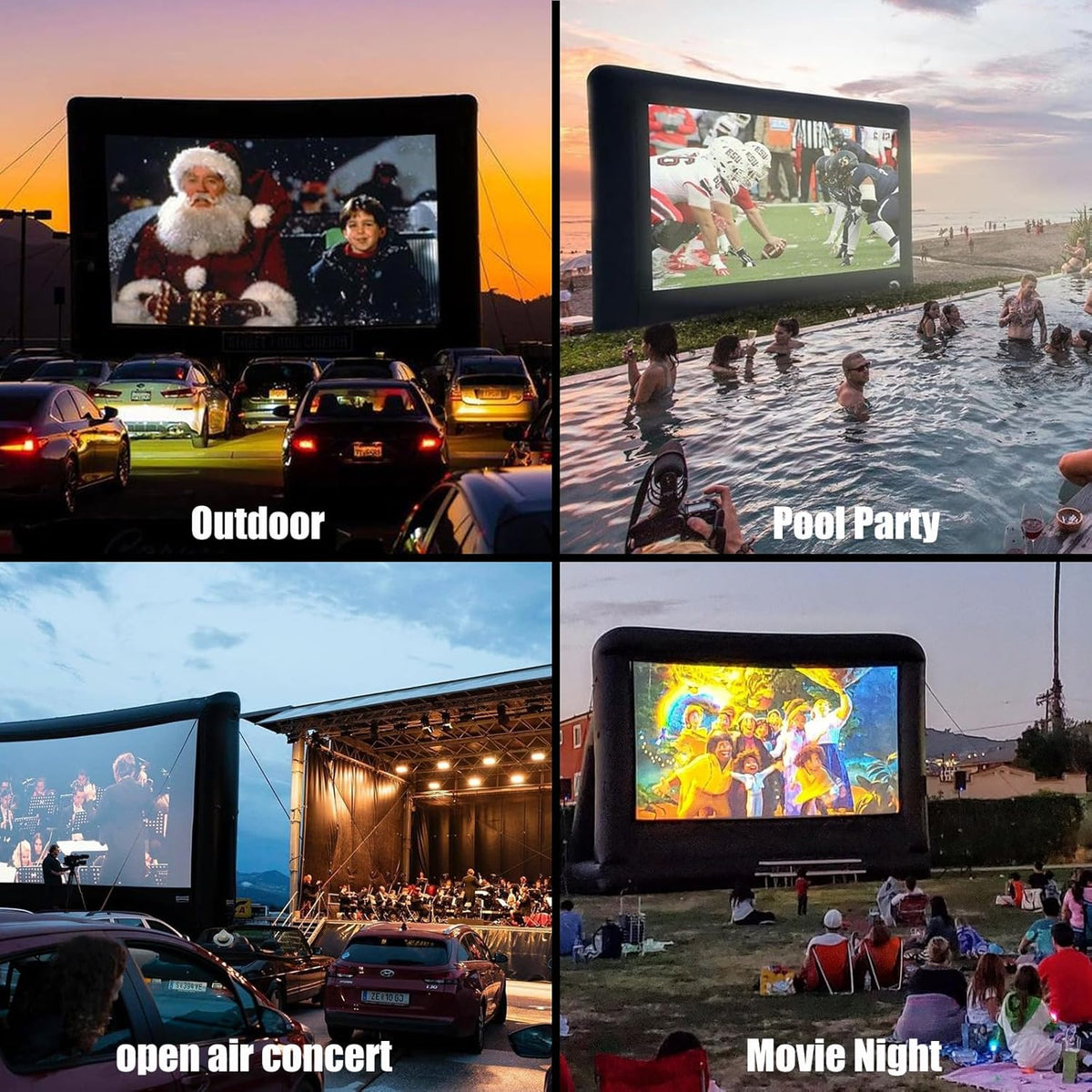 Inflatable Projector Screen - 25FT Outdoor Movie Screen Blow Up for Movie Parties Backyard Outside with Air Blower and Carry Bag, Front and Rear Projection