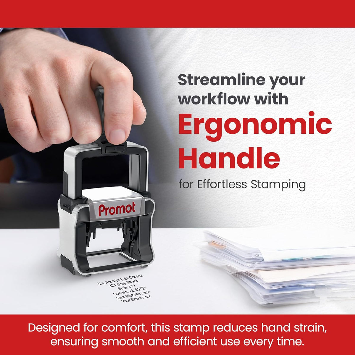 Promot Small Professional Stainless Steel Stainless Steel Self Inking 6 Lines Custom Stamp - Personalized Office Stamp