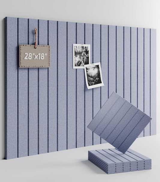Felt Bulletin Board Tiles -28"x18" with 40 Adhesive Tabs, Cork Board Alternative for Office Decor, Push Pin Board Wall Organizer 6-Pack (Soft Periwinkle)
