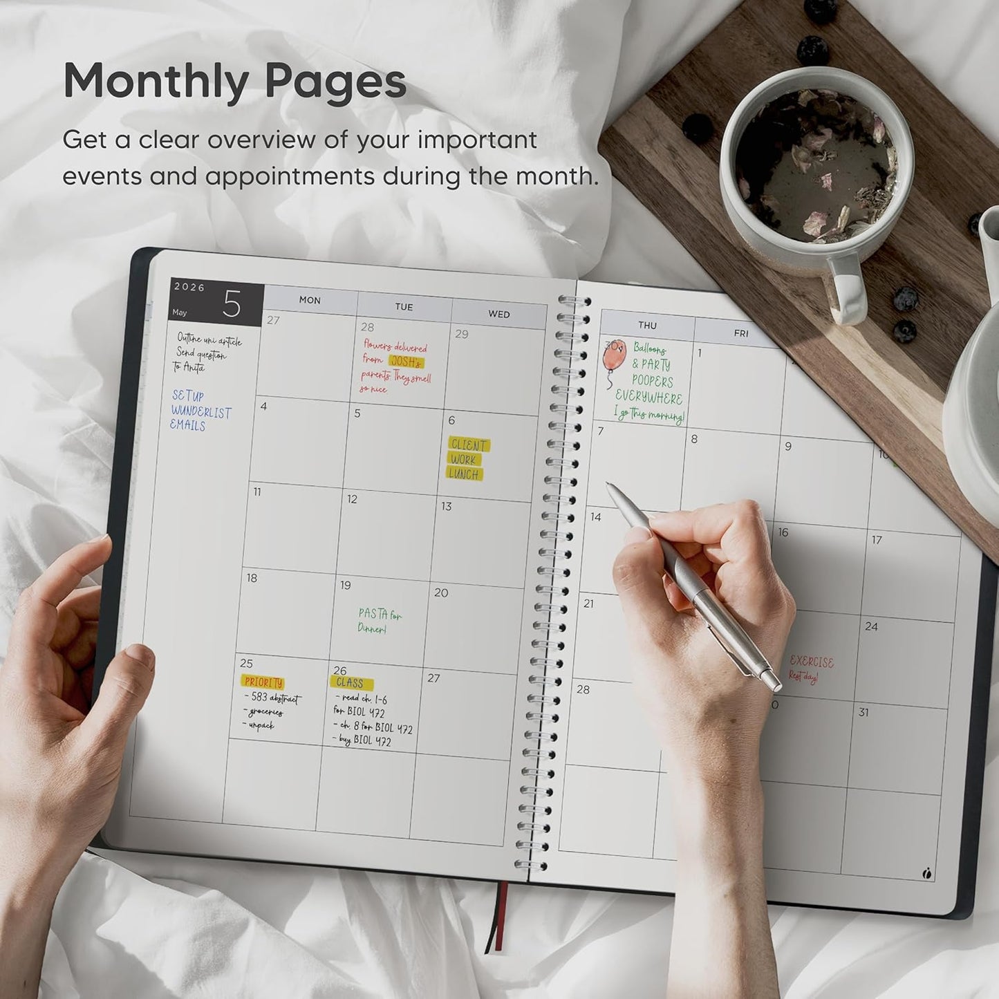 2026 Planner Weekly and Monthly – Hourly Appointment Book 2026 – Softcover, Twin-Wire Binding – Teacher Planner, Simple Design for Productivity – 8.5 x 11