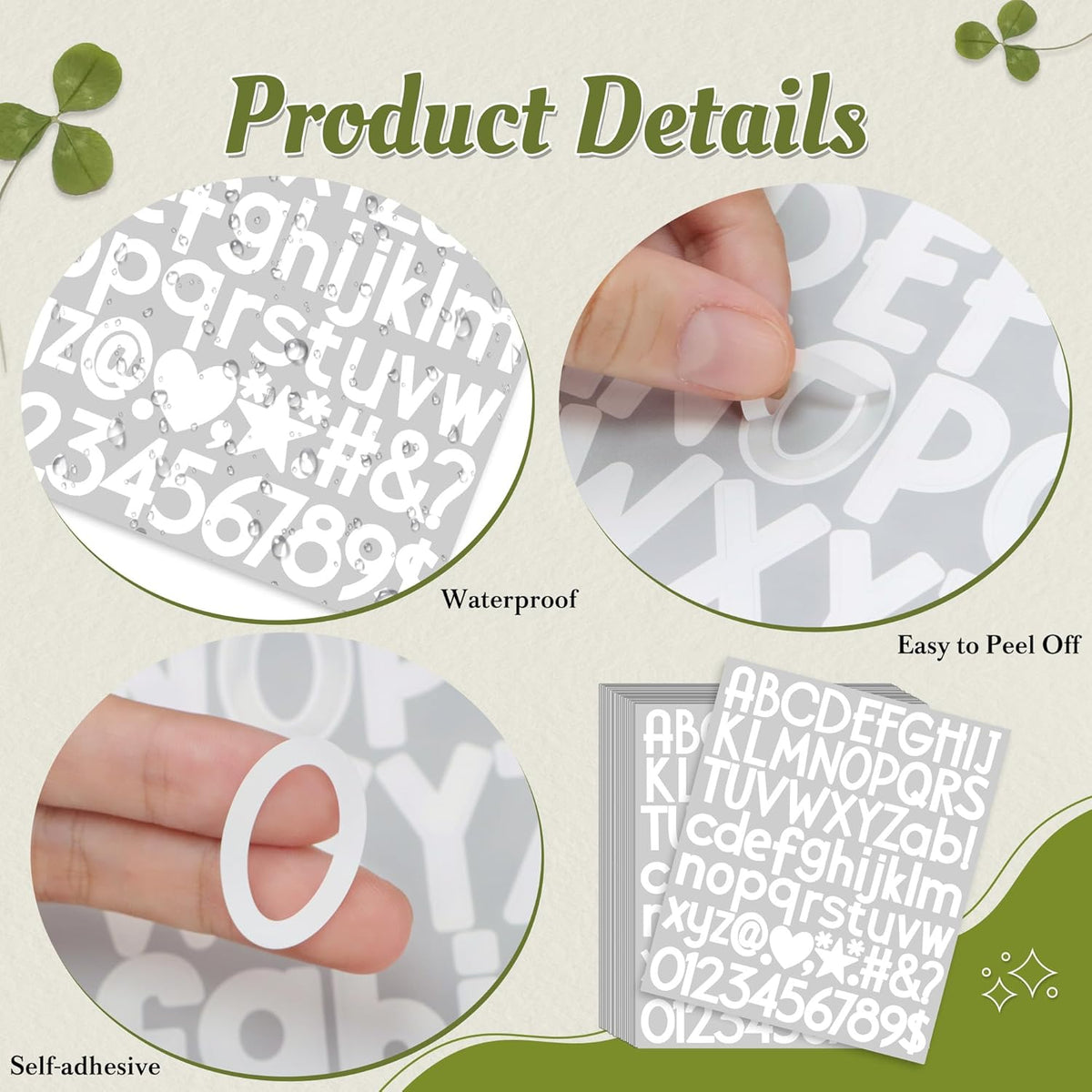 1500Pcs Letter Stickers 20Sheets Alphabet Stickers Vinyl Mailbox Numbers Self Adhesive Waterproof Small Sticker Letters for Water Bottles Sign Scrapbook Classroom Business Address Decor (White,1 Inch)