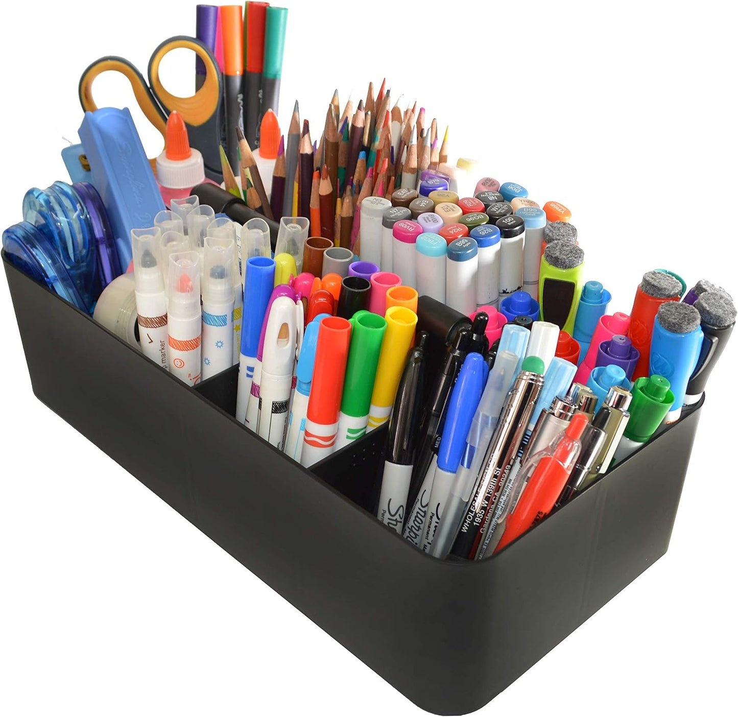 -Large Portable Caddy, DIY Dividers, 8 Compartments, School Office Supplies Home Business Organizer,Portable Basket with Handle Storage Organizer Modern Made in USA (3 PACK, Black)