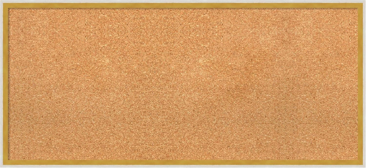 Amanti Art Natural Cork Board for Wall, 17x37 Vision Board with White Frame, Medium Corkboard Office Decor for Home Organization, Modern Corkboard Pinboard to Display Items for Home Organization in