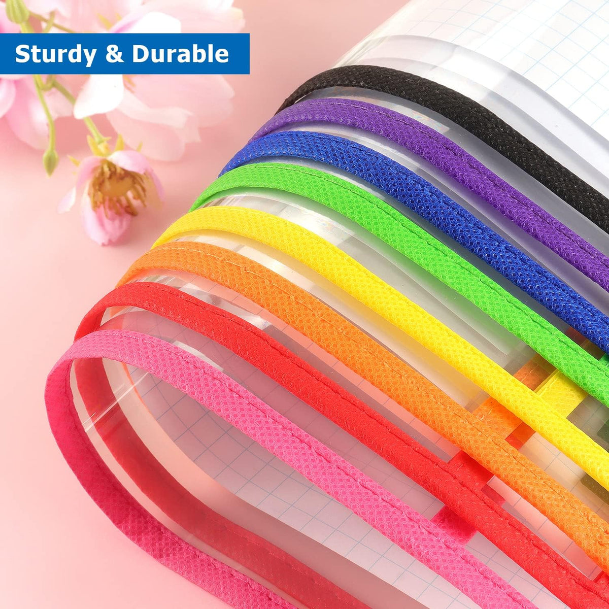 Tamaki 8 Pack Dry Erase Pockets Sleeves with Rings, 10 x 14 Inch Ticket Holders Clear Plastic Sheet Protectors for Teacher Classroom Supplies, 8 Assorted Colors