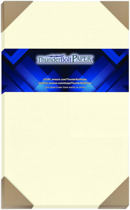 25 Natural Linen 80# Cover Paper Sheets - 8.5" X 14" (8.5X14 Inches) Legal|Menu Size - Card Weight - Fine Linen Textured Finish - Quality Cardstock