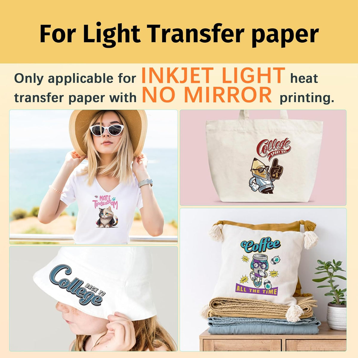TransOurDream Tru-Heat Transfer Mask for Light T Shirts Transfer Paper (10 sheets, 8.5"x11") Clear Iron on Transfer Tape for Printable HTV Vinyl (TAPL-10)
