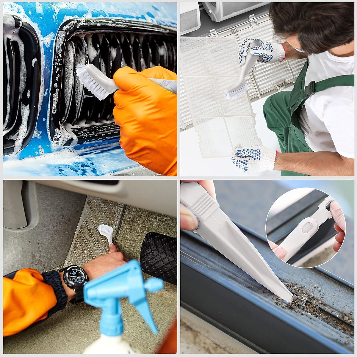 Patelai 4 Pieces Cleaning Brush Sets Small Scrub Brush Household Use for Cleaning Bottle Sink Kitchen Sink Corner Dish Edge Grout Bathroom Sliding Door Window Track(White)