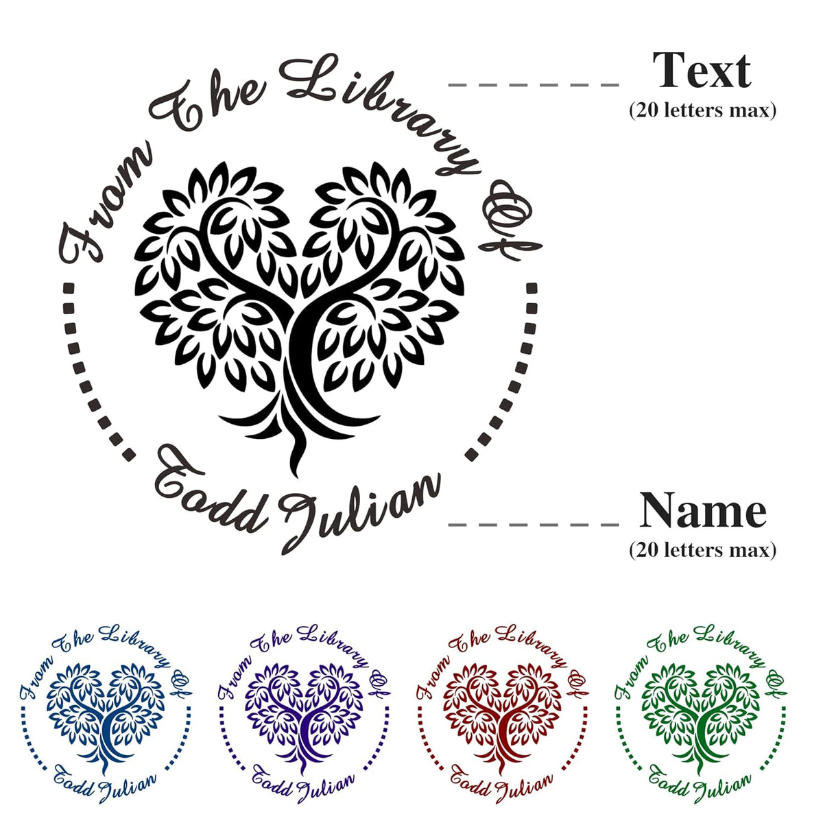 Customized Book Embosser Heart Tree of life Color Stamp with Your Name or Design Personalized Library Embosser Stamp Custom Books Business Cards Paper Documents Notebooks etc. (Tree of Life-02)