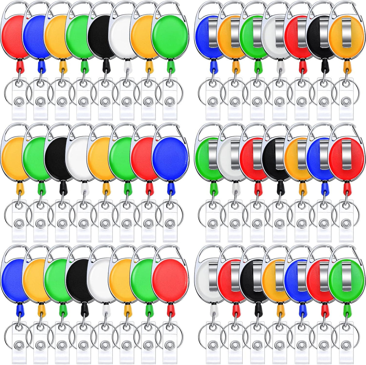 Honoson 50 Pcs Heavy Duty Retractable Badge Reels Batch ID Badge Holder Retractable Clip Bulk Key Holder with Ring for Office Worker Employee, Doctor Nurse Gifts (Bright Color)
