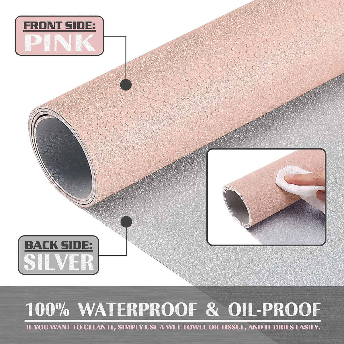 K KNODEL Large Office Leather Desk Mat, Mouse and Keyboard Pad, Computer and Laptop Mat, Desktop Protector and Cover, Writing Pad and Blotter (47.2"x23.6", Pink)
