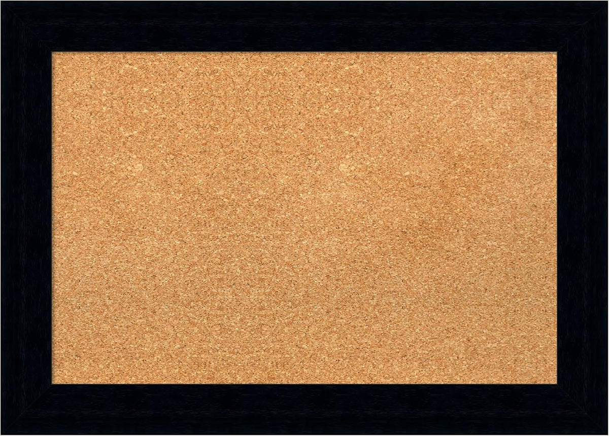 Amanti Art Natural Cork Board for Wall, 20x28 Vision Board with Black Wood Frame, Medium Corkboard Office Decor for Home Organization, Modern Corkboard Pinboard to Display Items for Home Organization