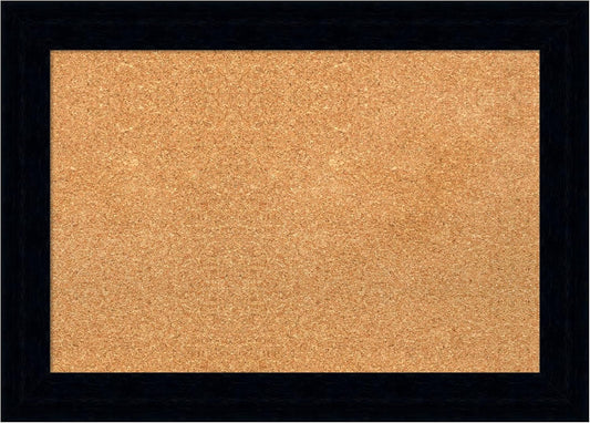 Amanti Art Natural Cork Board for Wall, 20x28 Vision Board with Black Wood Frame, Medium Corkboard Office Decor for Home Organization, Modern Corkboard Pinboard to Display Items for Home Organization