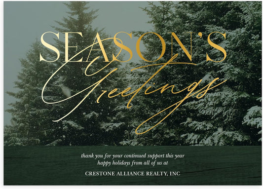 Let's Make Memories Personalized Business Christmas Cards with Envelopes - Premium Quality - 5x7-2025 Holiday Cards & White Envelopes - Snowy Pines - 200 ct