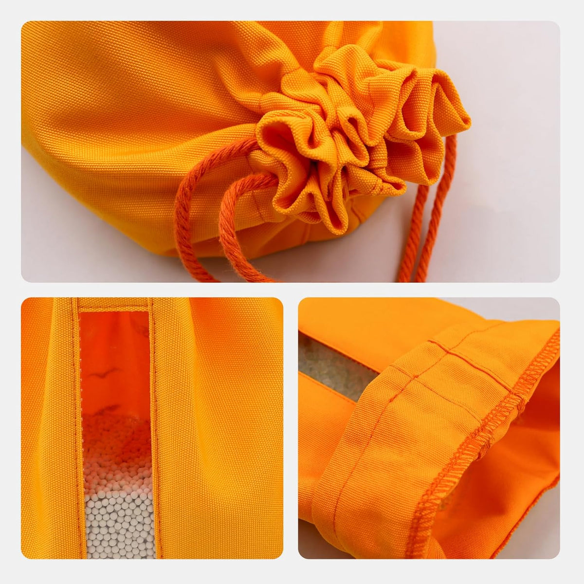 6Pcs 7x9 inch Cloth Storage Bags with Drawstrings, Large Size, Multipurpose Bags with Sewing Transparent Window for Desiccant Beads, Snacks, Seeds