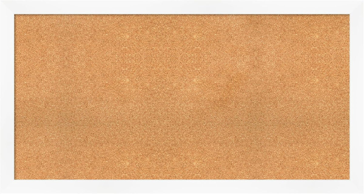 Amanti Art Natural Cork Board for Wall, 27x51 Vision Board with White Frame, Oversize Corkboard Office Decor for Home Organization, Modern Corkboard Pinboard to Display Items for Home Organization in