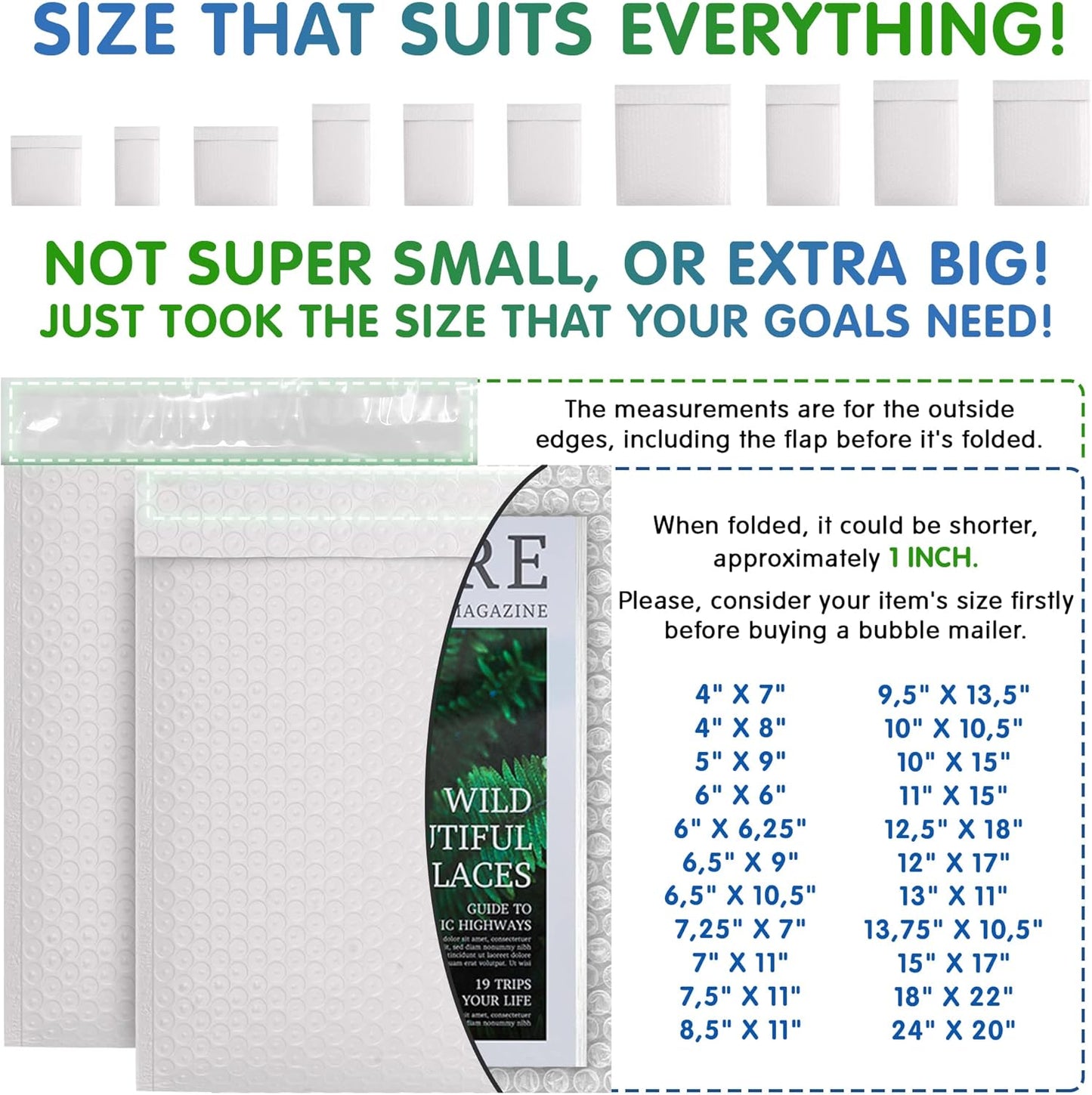 White Poly Bubble Mailers Self Seal, 14.75 x 19 Inch. Pack of 10 Bubble Packaging Envelopes for Shipping. Durable Padded Envelopes Waterproof. Self Seal Padded Mailers. Shipping Packages