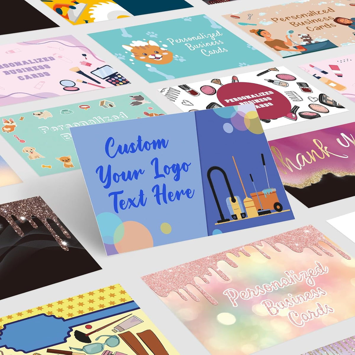 Custom Business Cards Customizable with Logo Text,Personalized Business Cards Photo Printable Cleaning Cards 1000 500 200 100 Double Sided Customize Cards for Small Business Waterproof