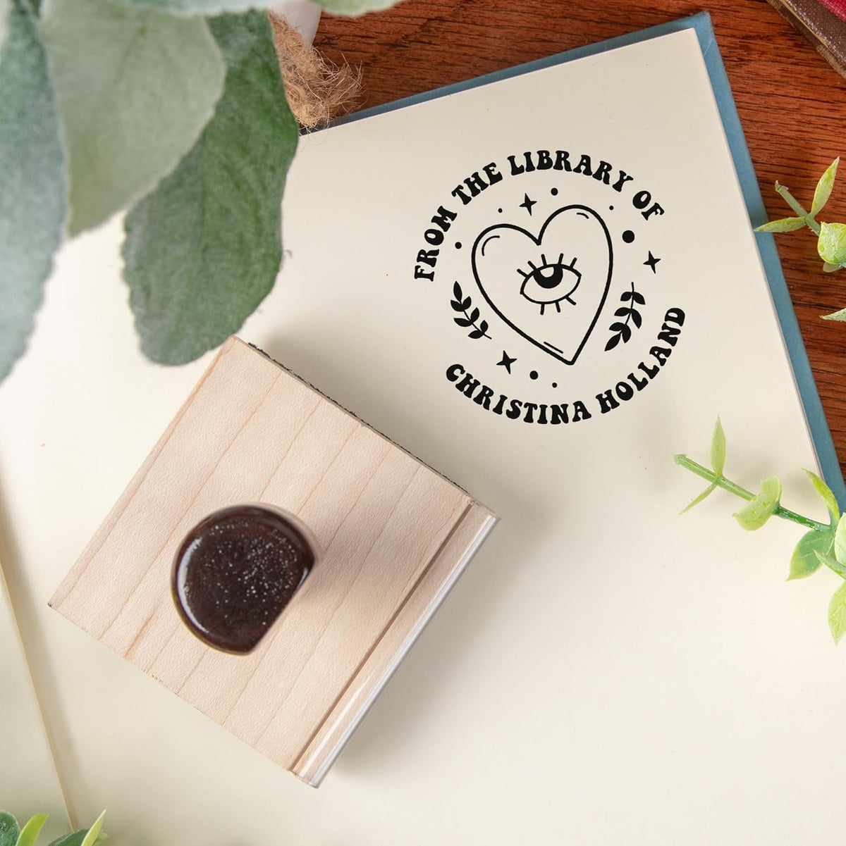 from The Library of Embossers & Stamps for Fantasy Book Readers | Custom Embosser | Custom Stamp | Ex Libris | Elevate Your Fantasy Collection of Stories and Novels (Design 7, Wood Hand Stamp)