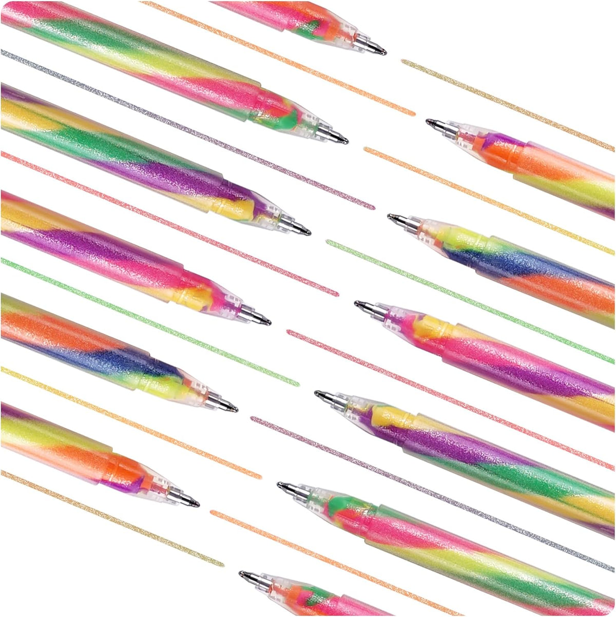 LIULIUCAI 12 Pack Mixing of 3 Colors Rainbow Gel Pens Color Changing Ballpoint Pen Glitter Pen Set for Adults Coloring Books Drawing Doodling Scrapbooking Notes Updated Version