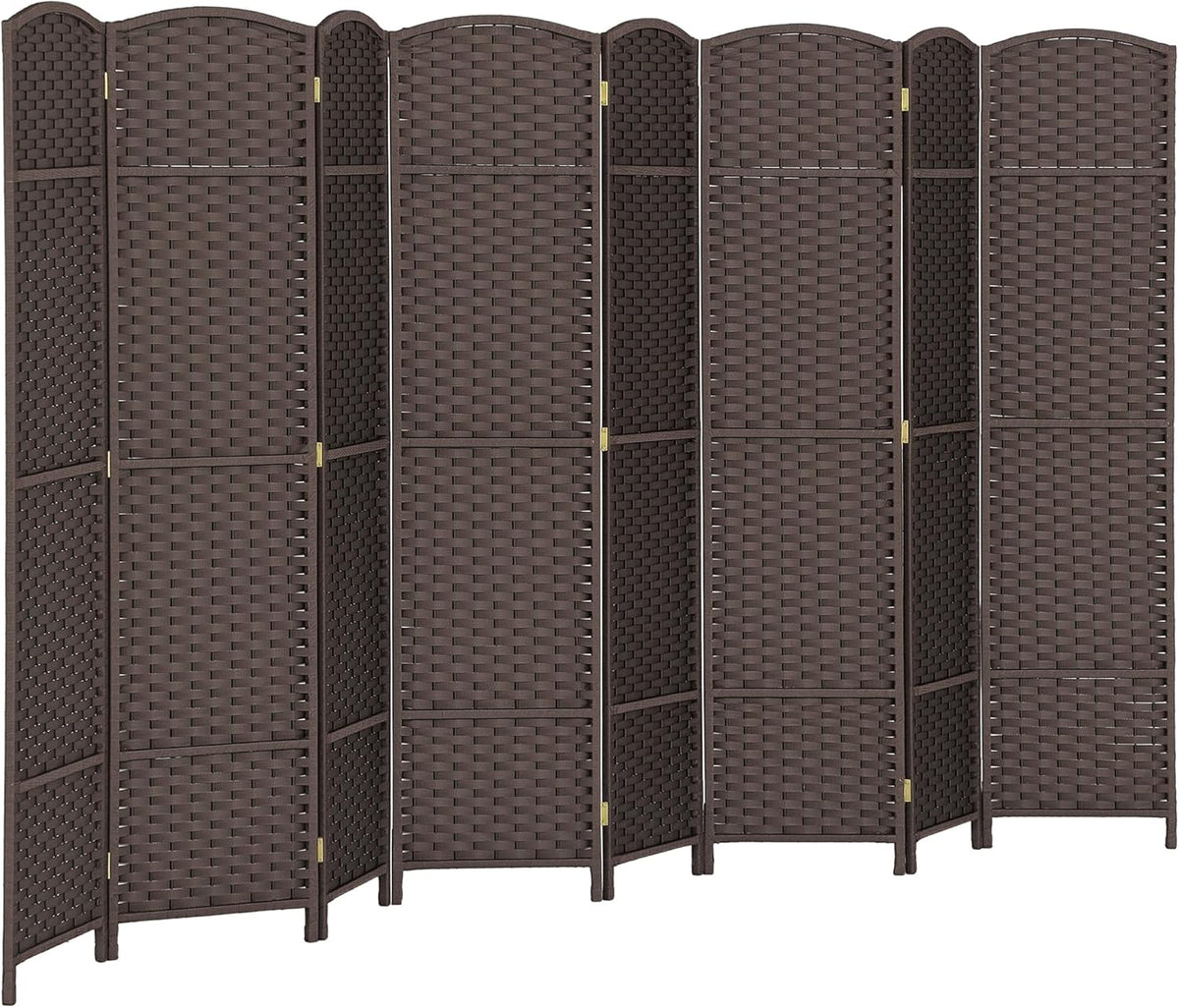 HOMCOM Room Divider, 8 Panel Folding Privacy Screen, 5.6' Tall Freestanding Wall Partition for Home Office, Bedroom, Brown