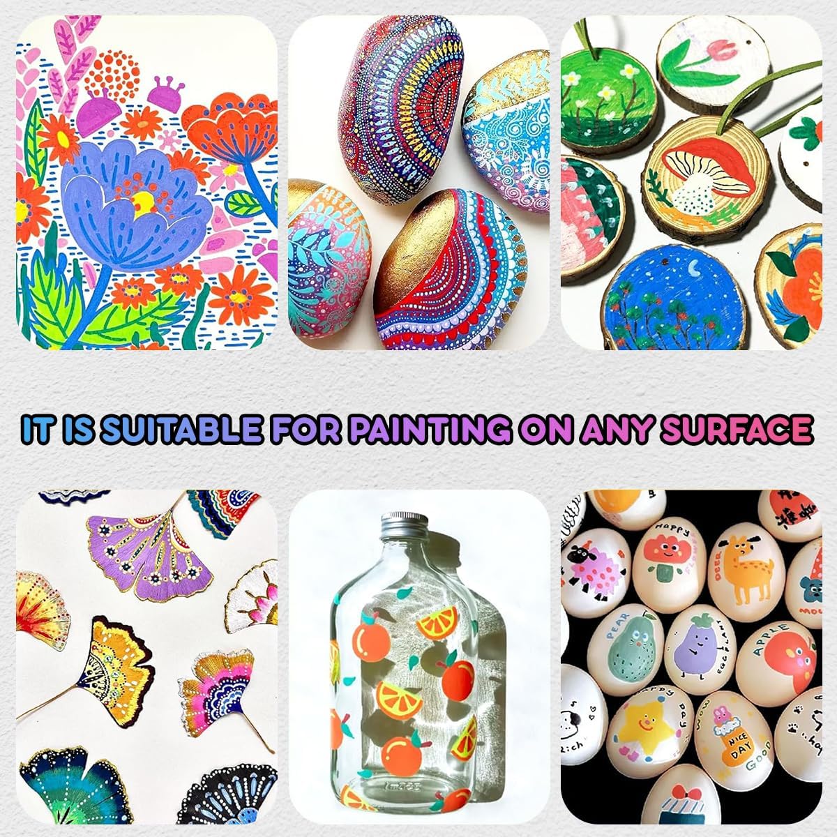 seatosea 200 Colors Paint Pens Art Acrylic Markers for Kids, Soft Brush Fine Tip Set Creative Marker Painting Pen for Coloring Book, Wood, Rock, Ceramic, Glass, Canvas and Crafts.