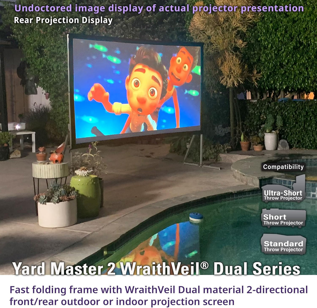 Elite Screens 100-inch Wraith Veil DUAL, 16:9, 0.8 Gain, 150° Viewing Angle, Front & Rear Projection Screen, Yardmaster 2 OMS100H2-Dual