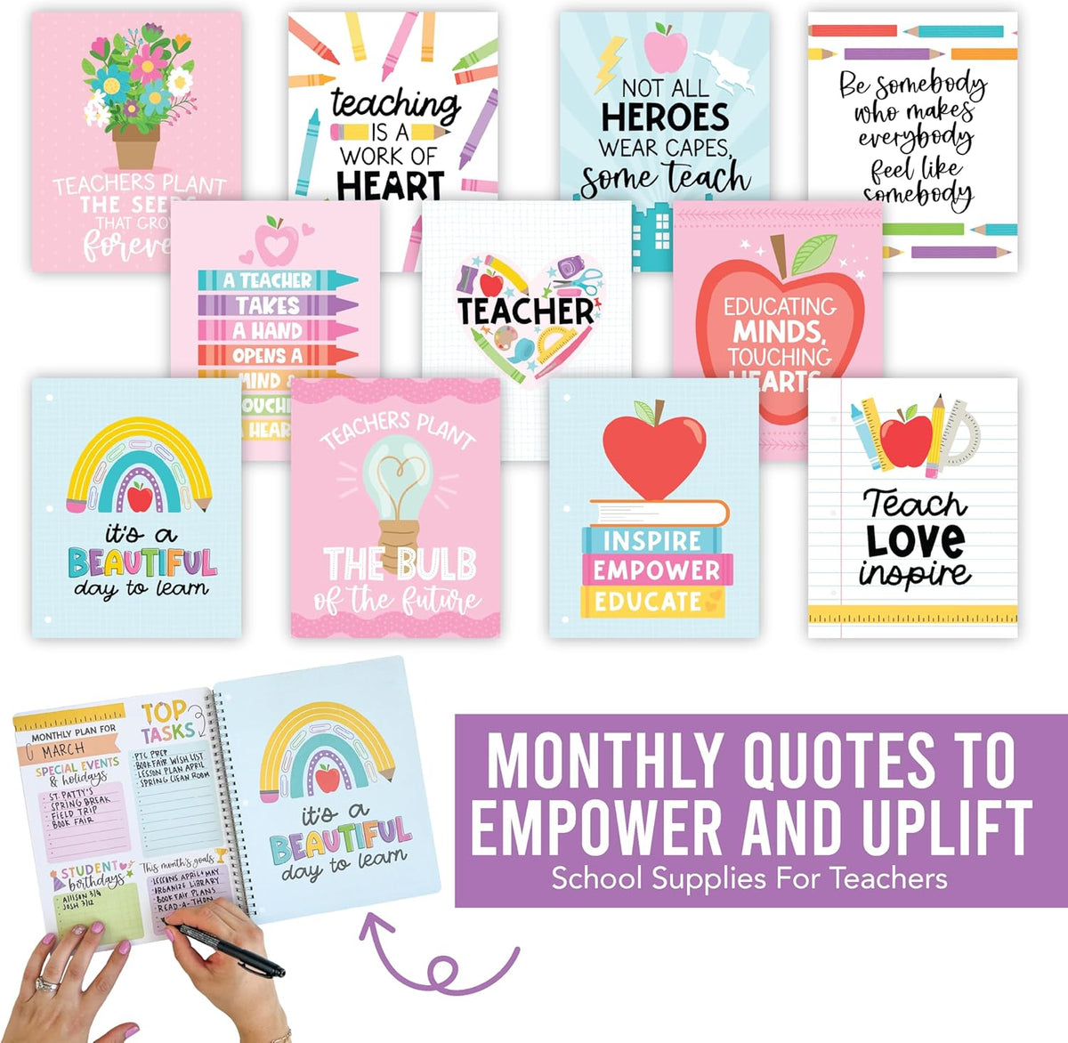 Hadley Designs Teacher Planner 2025-2026 – Undated Teacher Planners, Homeschool Lesson Planner Book For Teachers Must Haves, Lesson Plan Book For Teachers Classroom Supplies & Appreciation Gifts