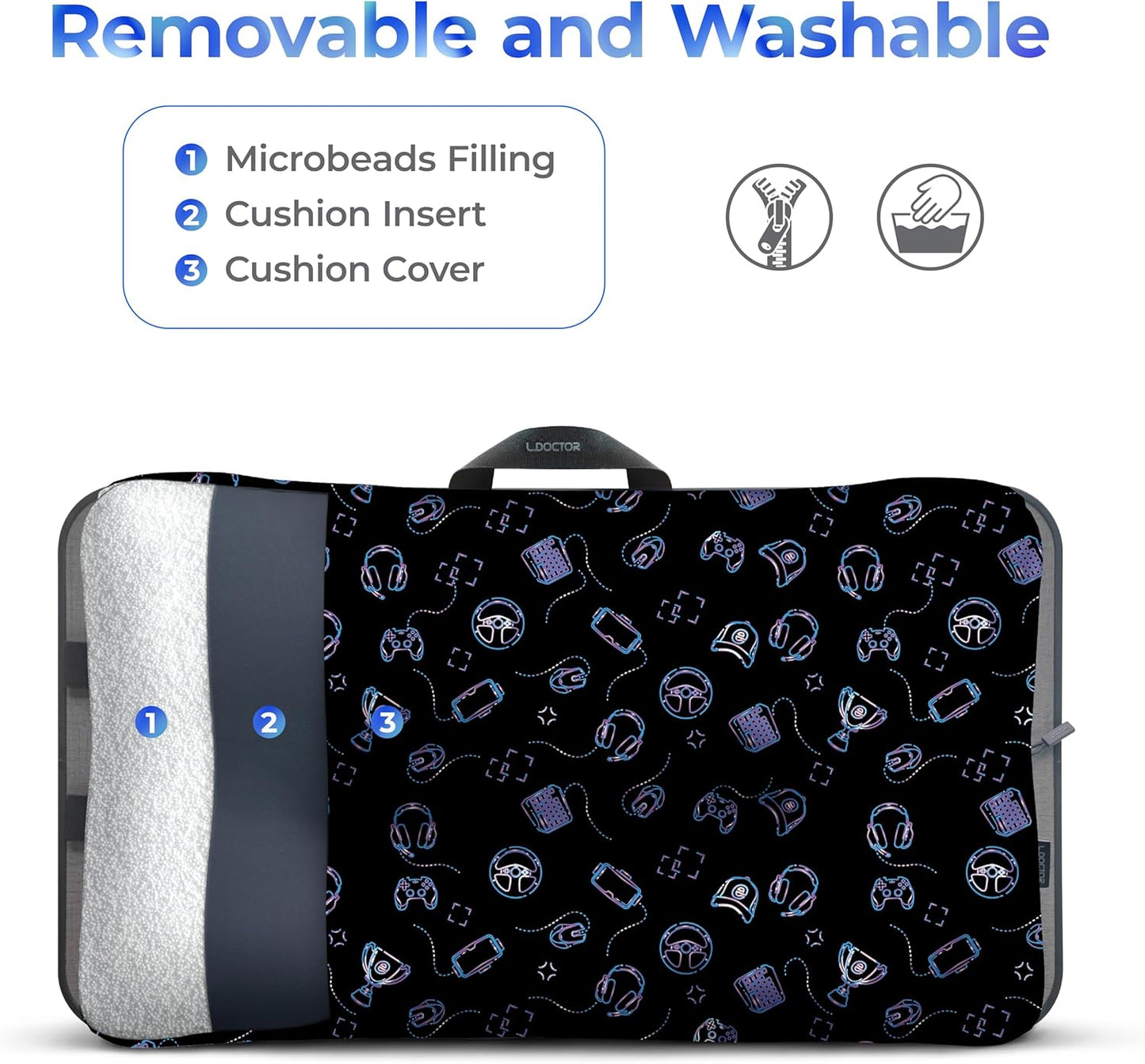 Lap Desk - Portable Laptop Stand & Stand, Fits Up to 17.3 in, Washable Cushion, Built-in Phone Holder & Mouse Pad - Gaming, Eating, Writing, Working on Bed, Couch,Floor - L.DOCTOR(Large, Gaming Accs)